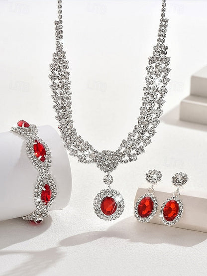 – Jewelry Luxury Set Green Women for Crystal Necklace Elegant FashionChic