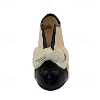 Boots Two-Tone with Heeled Bow-Embellished Ankle Women's FashionChic