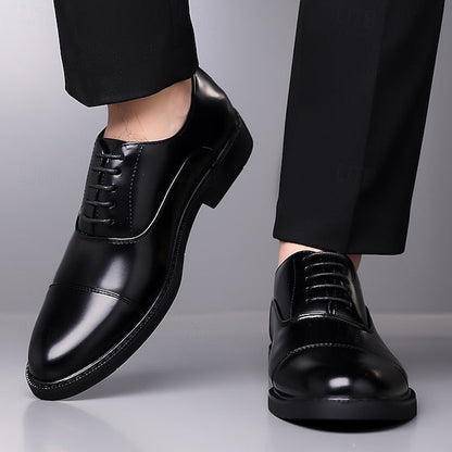 Shoes Dress Brown Oxford Design Cap-Toe Classic Men's – FashionChic