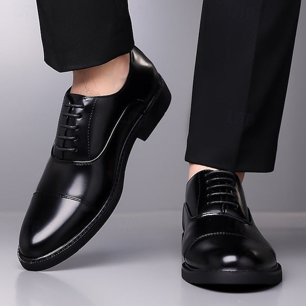 Shoes Dress Brown Oxford Design Cap-Toe Classic Men's – FashionChic