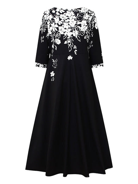 Women's Midi Dress Tunic Dress Floral Pocket V Neck Midi FashionChic