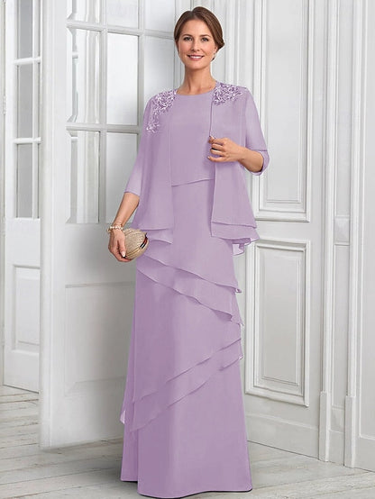 Mother Piece Formal Suit Elegant Bride A-Line Two Dress the of FashionChic