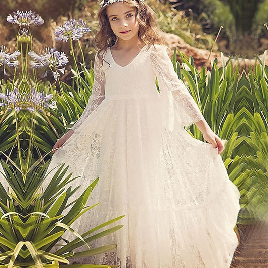 Kid's Flower Lace Dress Girls' Girl Formal FashionChic