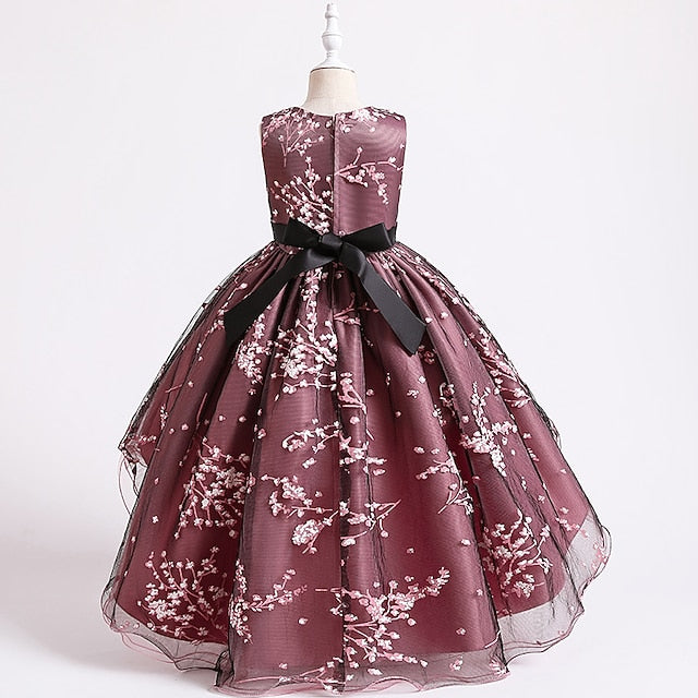 Sleeveless Floral Girls' Kids Solid Dress Wedding Colored FashionChic