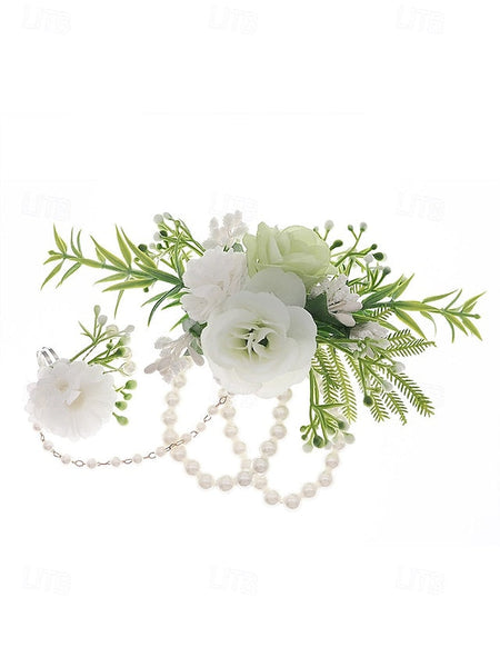 and – Elegant White Set Pearls Jewelry Wrist with Hand Floral FashionChic