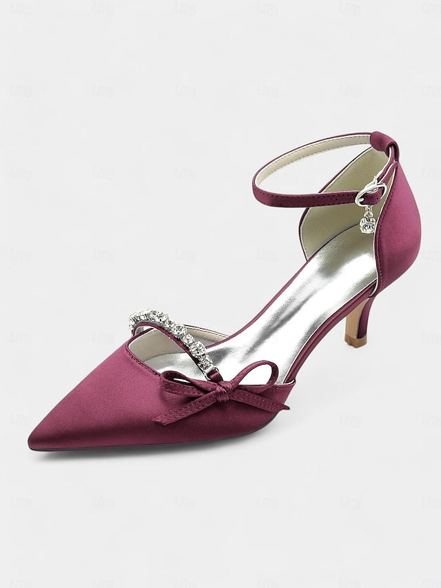 Pointed-Toe Wedding – Shoes Heel Elegant Kitten Women for FashionChic
