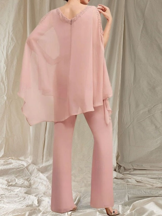 Neck the Guest Bride of V Wedding Pantsuit Dress Mother Elegant FashionChic