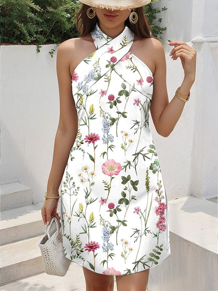 Women's Mini Dress Sundress A Line Dress Halter Dress