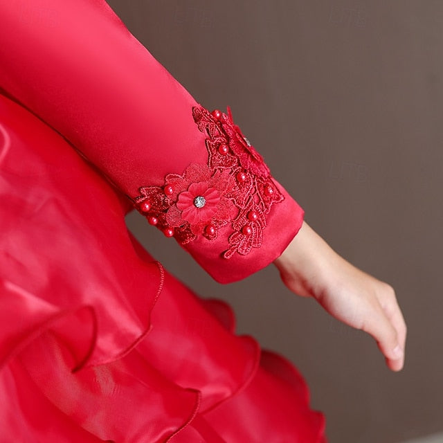 Long Wedding Party Kids Special Dress Sleeve Flower Girls' FashionChic