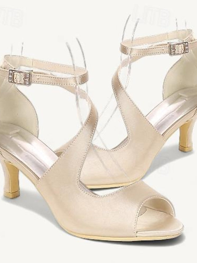 Kitten Wedding Shoes Women's Heel Bridal Buckle Open FashionChic