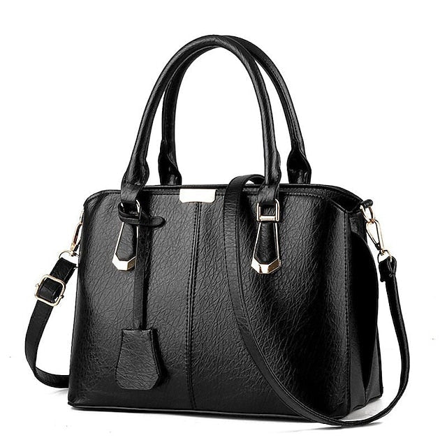 Elegant Faux Leather Structured Handbag – Green Women's FashionChic