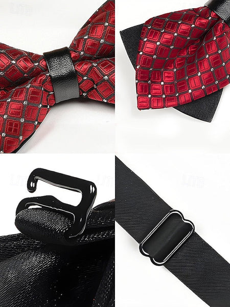 Geometric Bow with Christmas Pattern Tie Men's FashionChic