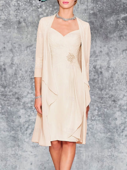 the of Wedding Two Dress Piece Bride Beach Mother Sheath FashionChic