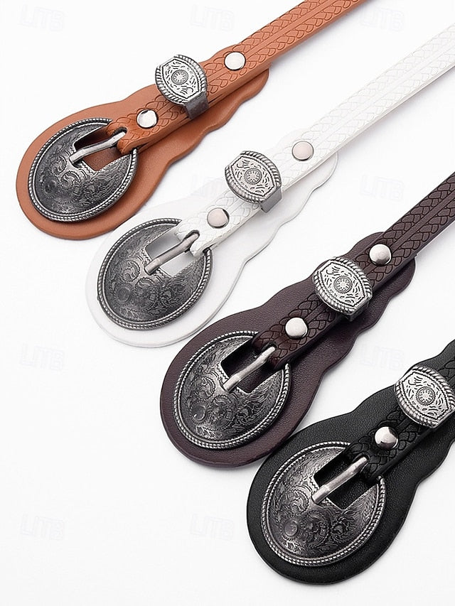 Faux Western Belt Vintage Waist Carved Women's Leather with FashionChic