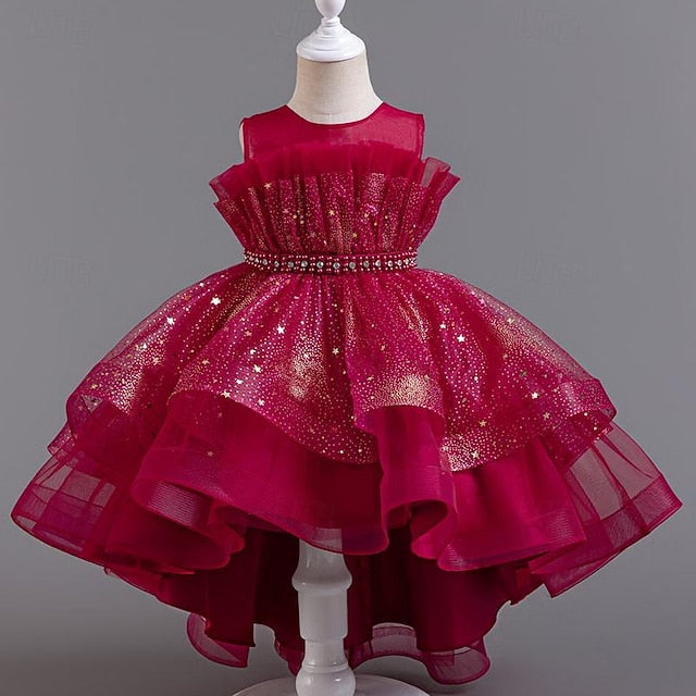 Sleeveless Dress Girls' Party Kids Girl Sequin Flower FashionChic