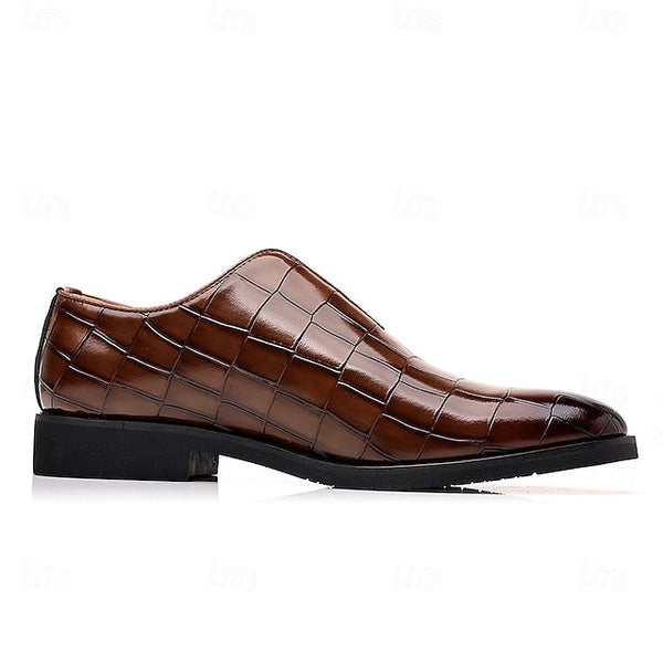 Shoes Pattern Men's Burgundy – Dress Crocodile Slip-On FashionChic