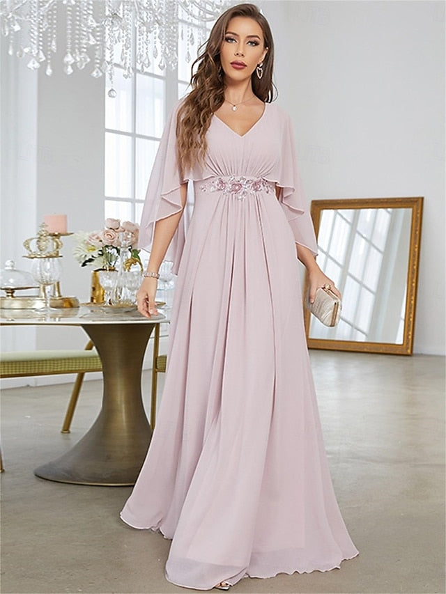 Mother V of Floor the Neck Bride Party Dress Elegant FashionChic