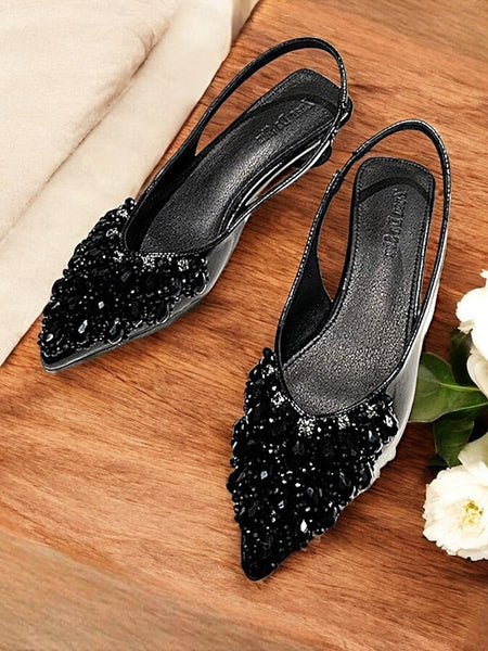 Beaded with - Detail Ivory Slingback Women Shoes for Wedding FashionChic