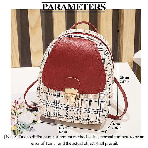 Leather Backpack Mini Buckle – with and Stylish Plaid Flap FashionChic
