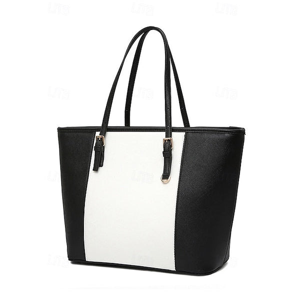 - Women's Faux Tote Brown Bag Leather Classic Large FashionChic