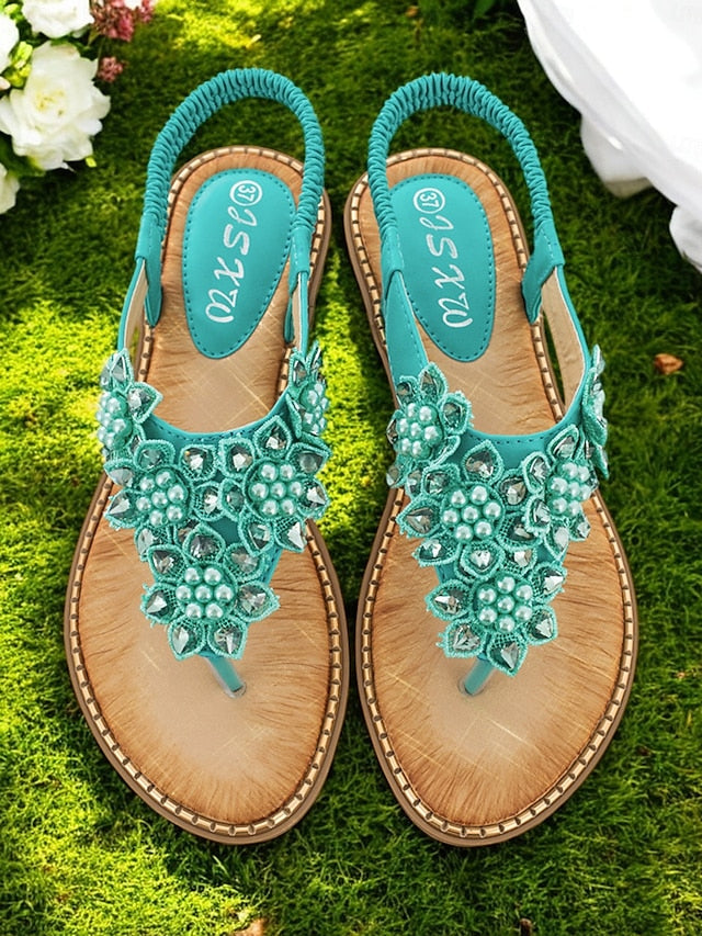 Floral Slip-Ons Flat Comfortable with Design Beaded FashionChic