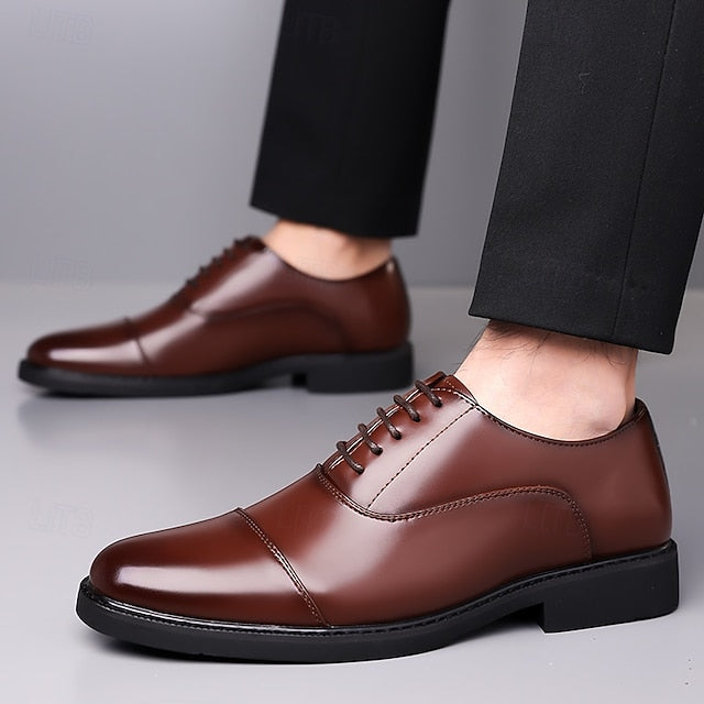 Shoes Dress Brown Oxford Design Cap-Toe Classic Men's – FashionChic