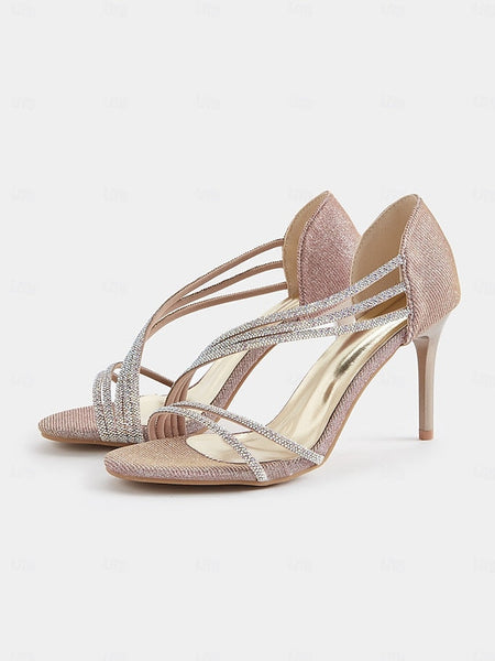 Rhinestone Heel for Crystal Strappy Sandals Women High – FashionChic