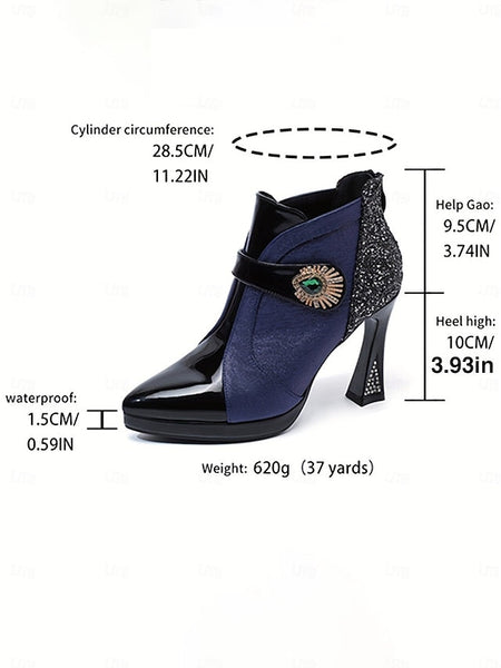 Heel Women's Ankle Glitter High Boots FashionChic