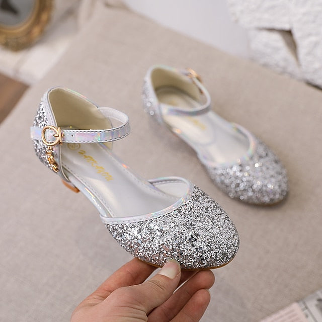 Little Princess Girls' Heels Glitters Party Rubber PU Shoes FashionChic
