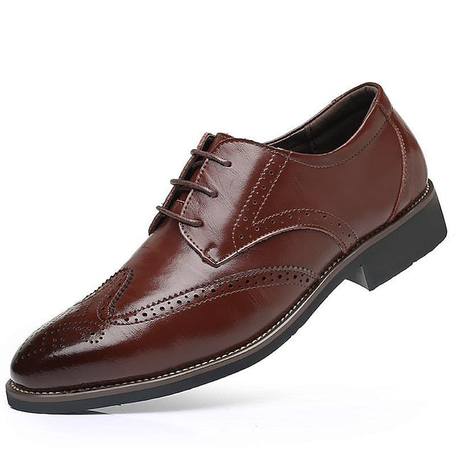 Shoes Classic Oxford Faux Brogue with Men's Blue Leather FashionChic