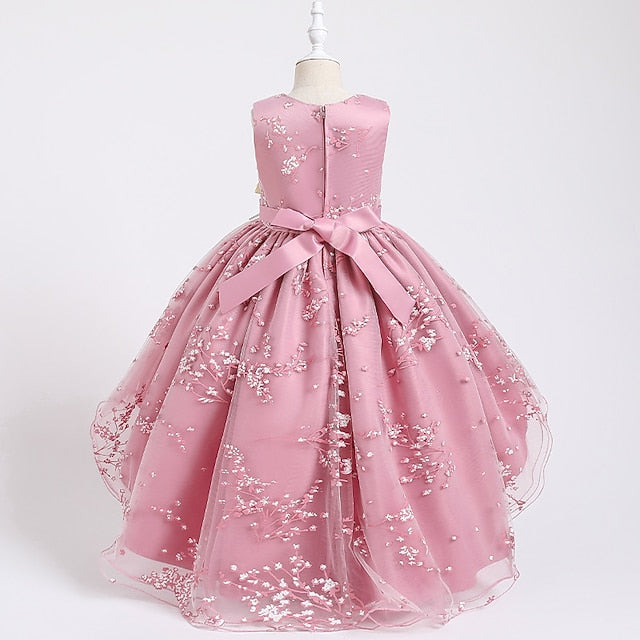 Sleeveless Floral Girls' Kids Solid Dress Wedding Colored FashionChic