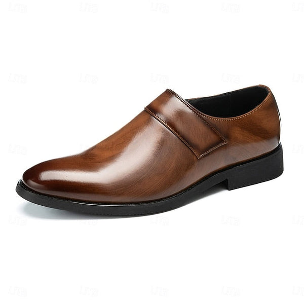 Dress Loafers Leather Brown Shoes Men's Business Slip-On FashionChic