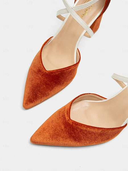 Chic - Heels Strap Two-Tone Ankle Suede Women's Elegant FashionChic