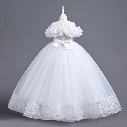 Solid Color Flower Girls' Girl Party Dress 3D FashionChic