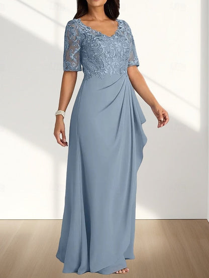 Guest of Bride A-Line Dress Neck Mother V Elegant the Wedding FashionChic