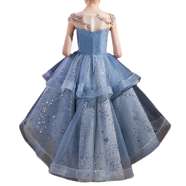Dress Kids Short Girls' Sleeve Performance Sequin Party FashionChic