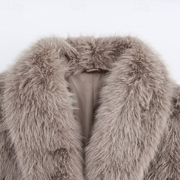 Comfortable Warm Coat Fur Women's Buttons Pocket Faux FashionChic