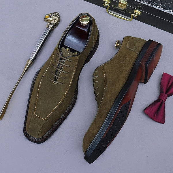 Derby Leather Genuine - Men's Suede Cowhide Classic Shoes FashionChic