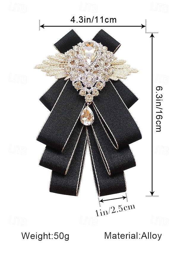 Luxury Brooch Bow Pin Tie Men's Crystal - Elegant Ribbon FashionChic