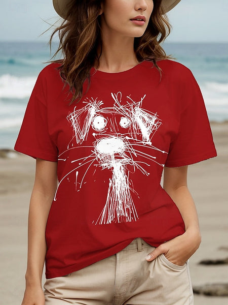 Women's T Shirt Graphic Animal Dog Vintage Stylish Classic FashionChic