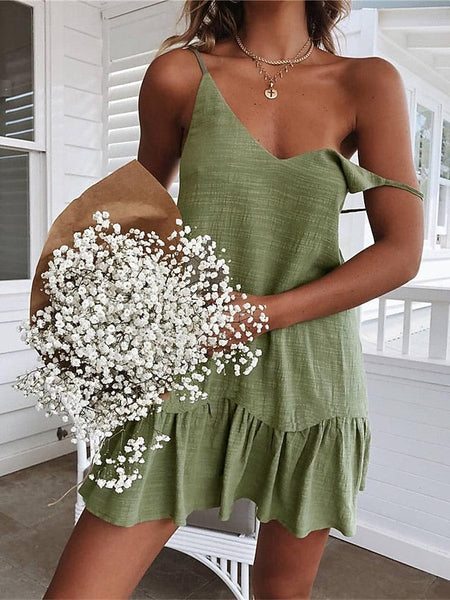 Women's White Yellow Green Summer Spring Mini Dress 100% FashionChic