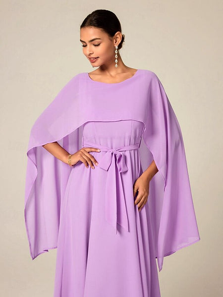 Women's Wedding Guest Cocktail Dress A Line Maxi  Chiffon FashionChic