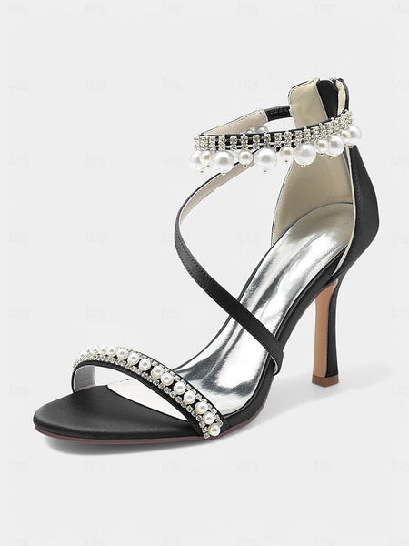 Party Satin Heels – Pointed-Toe Pink Chic Strap Ankle FashionChic