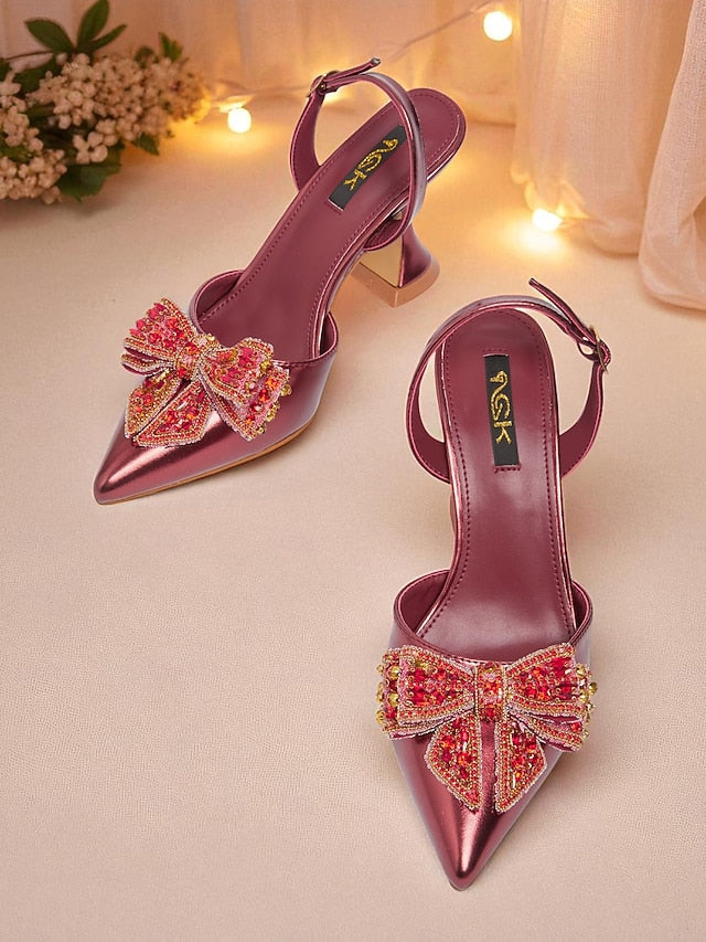 Pointed Metallic Slingback - High Gold Toe Pumps Women's FashionChic