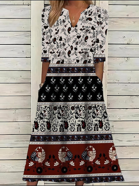 Women's Midi Dress Ethnic Dress Summer Dress Print Dress FashionChic