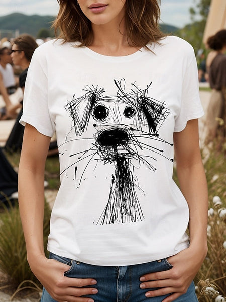 Women's T Shirt Graphic Animal Dog Vintage Stylish Classic FashionChic