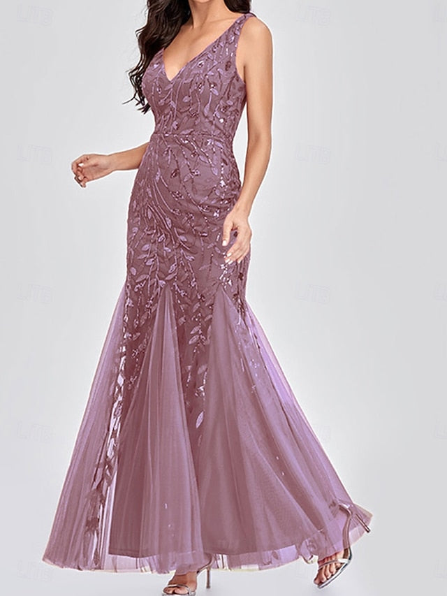 Bride V the Party Neck Dress Floor Elegant of Mother FashionChic