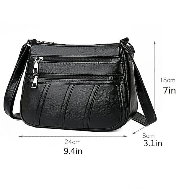 Faux Crossbody Black Bag Stylish Leather – Women's FashionChic