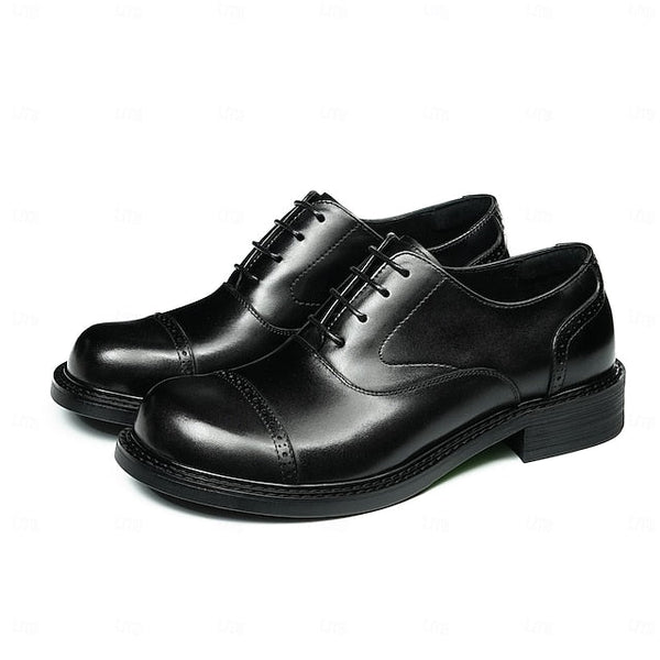 Shoes- Leather Toe Genuine Dress Men's Oxford Cap First FashionChic