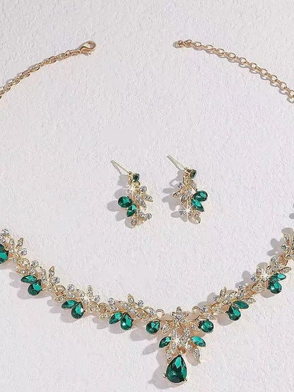 - Women's with Jewelry Set Gold Rhinestone Pendant Teardrop FashionChic